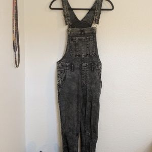 Black Acid-wash Overalls